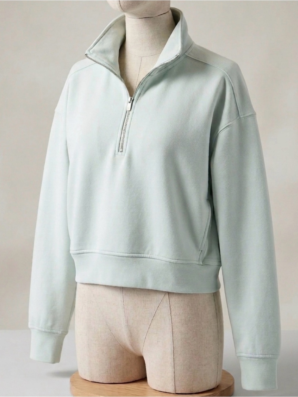 Light Turquoise Blue Athleta Activewear Quarter Zip